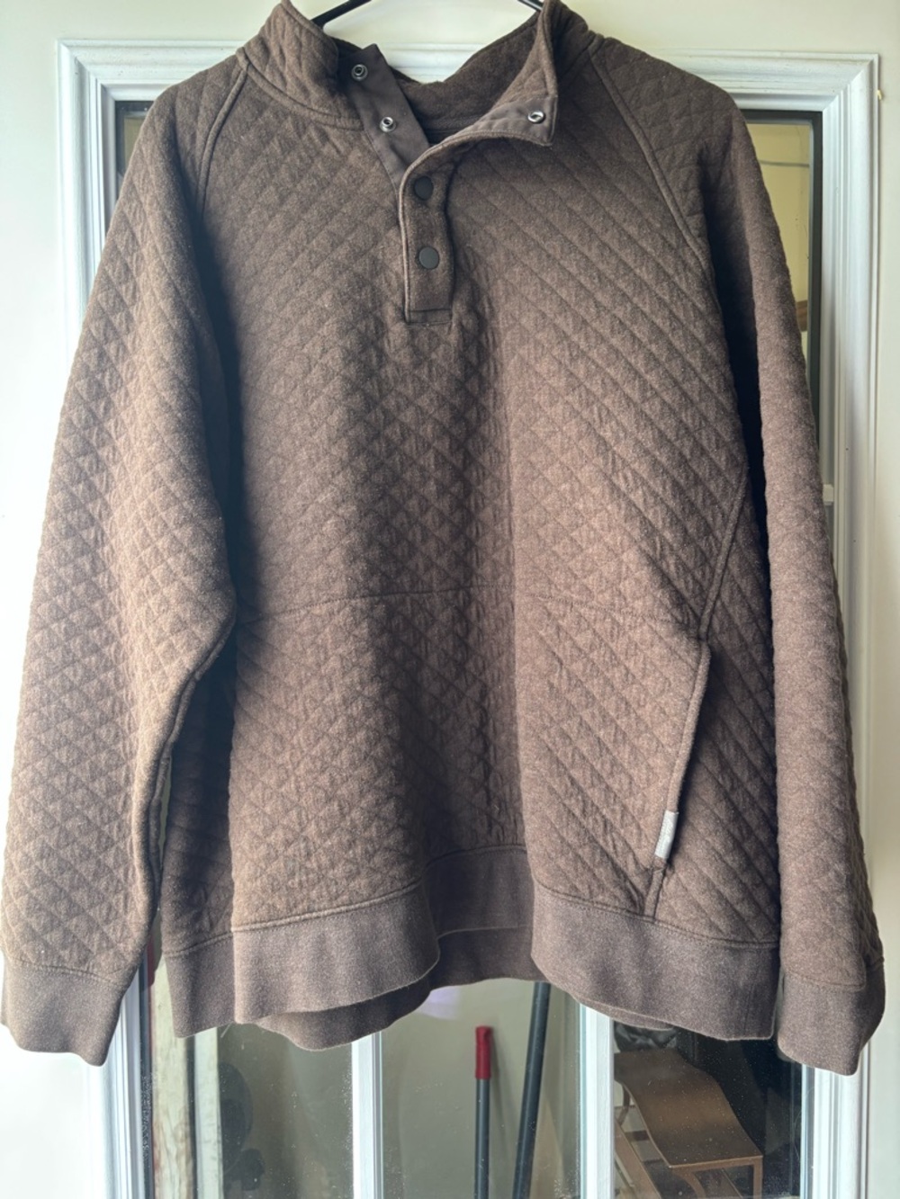 Eddie Bauer Brown Quilted Snap-Neck Pullover